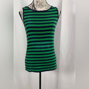 J. Crew Cotton Green and Blue Striped Tank Top Spring/Summer Style Size M